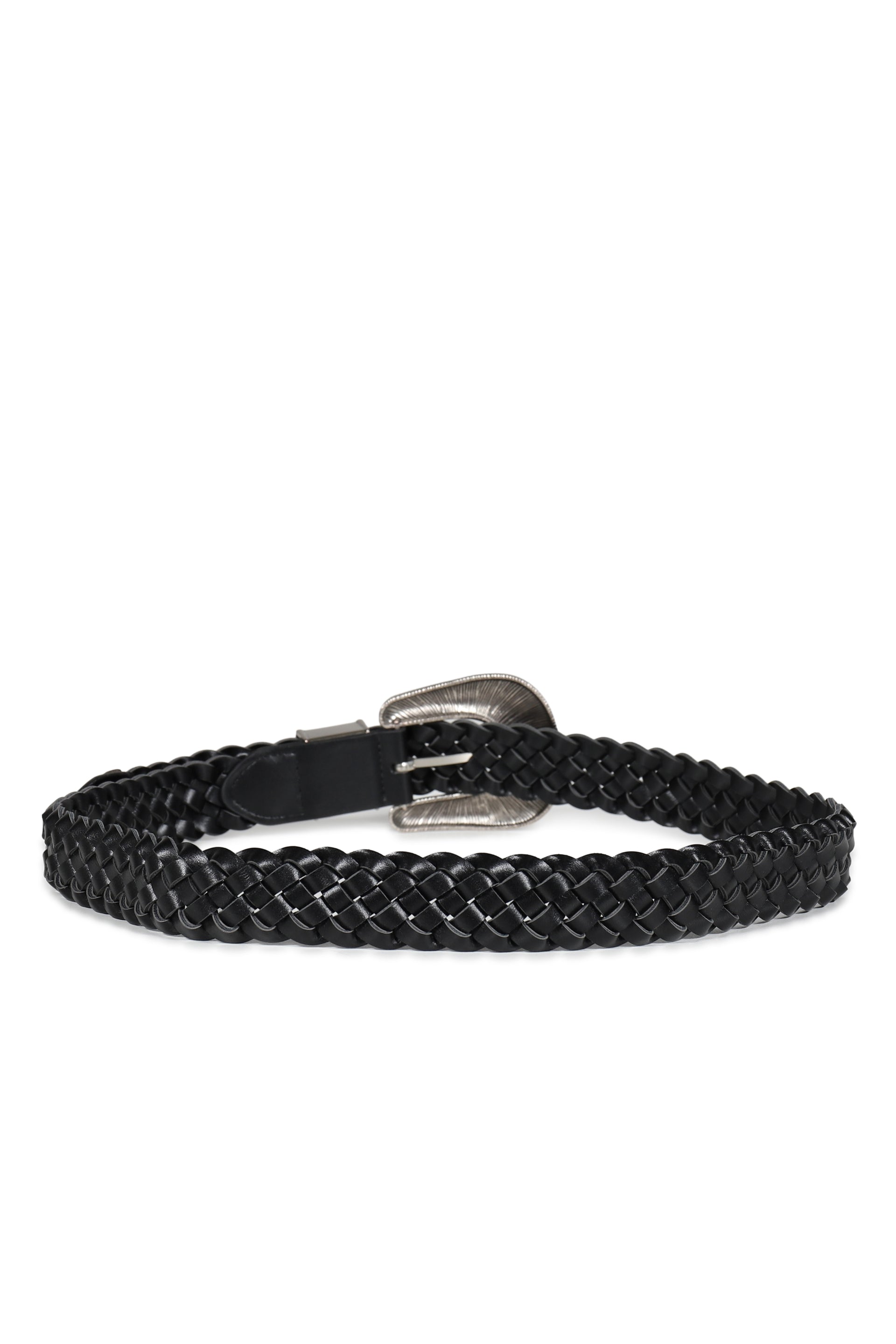 BLACK 3.2CM WESTERN WOVEN LEATHER BELT / BLK