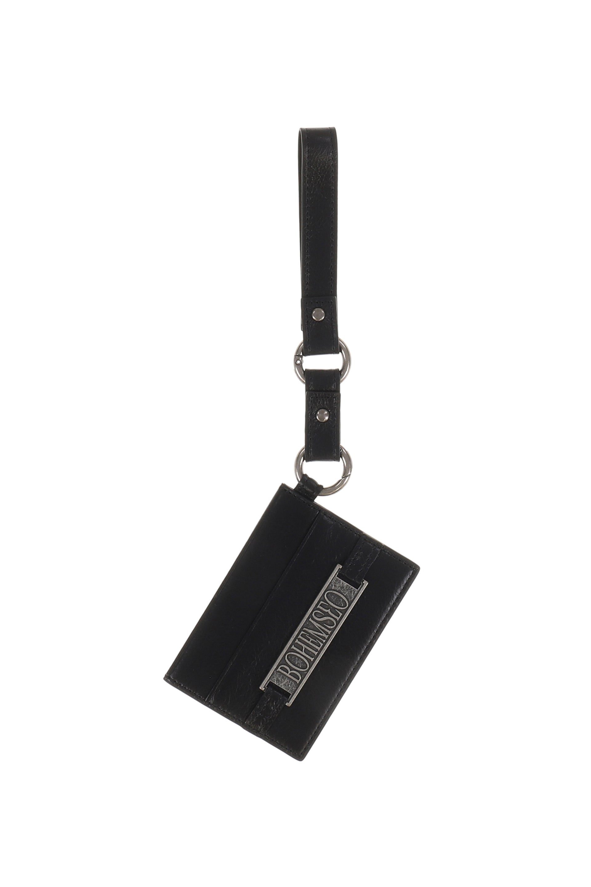 LEATHER STRAP CARD HOLDER / BLK