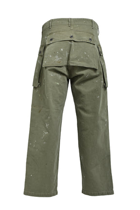 PAINT STAINED USMC P-44 HBT TROUSERS / PAINT STAINED OD