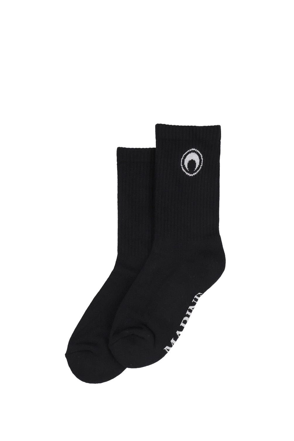 MOON LOGO RIBBED KNIT CREW SOCKS / BLK