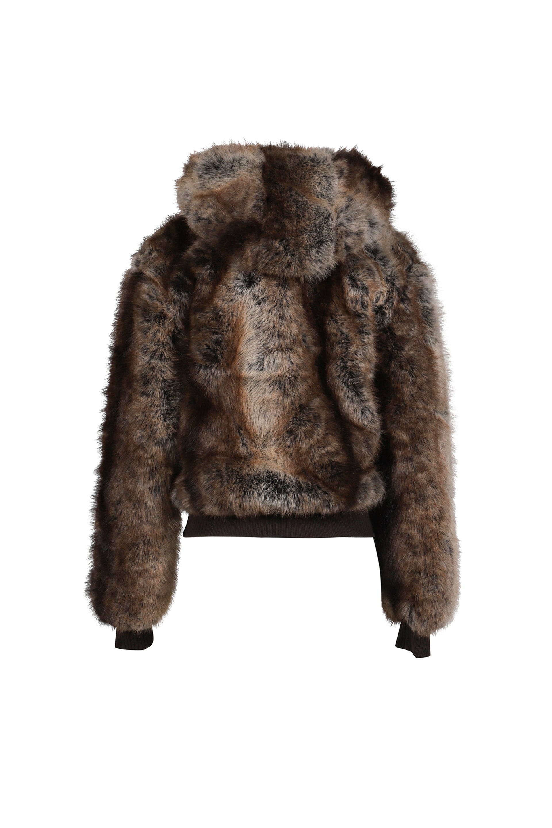 FAUX MINK ZIP THROUGH JACKET / BRWN