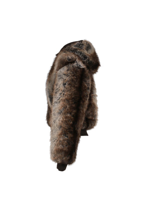 FAUX MINK ZIP THROUGH JACKET / BRWN