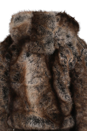 FAUX MINK ZIP THROUGH JACKET / BRWN