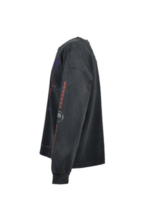 BATHROOM STALL LS T-SHIRT / VINTAGE BLK