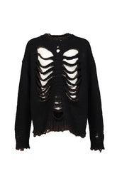 RIB & SPINE KNIT PULLOVER / BLK