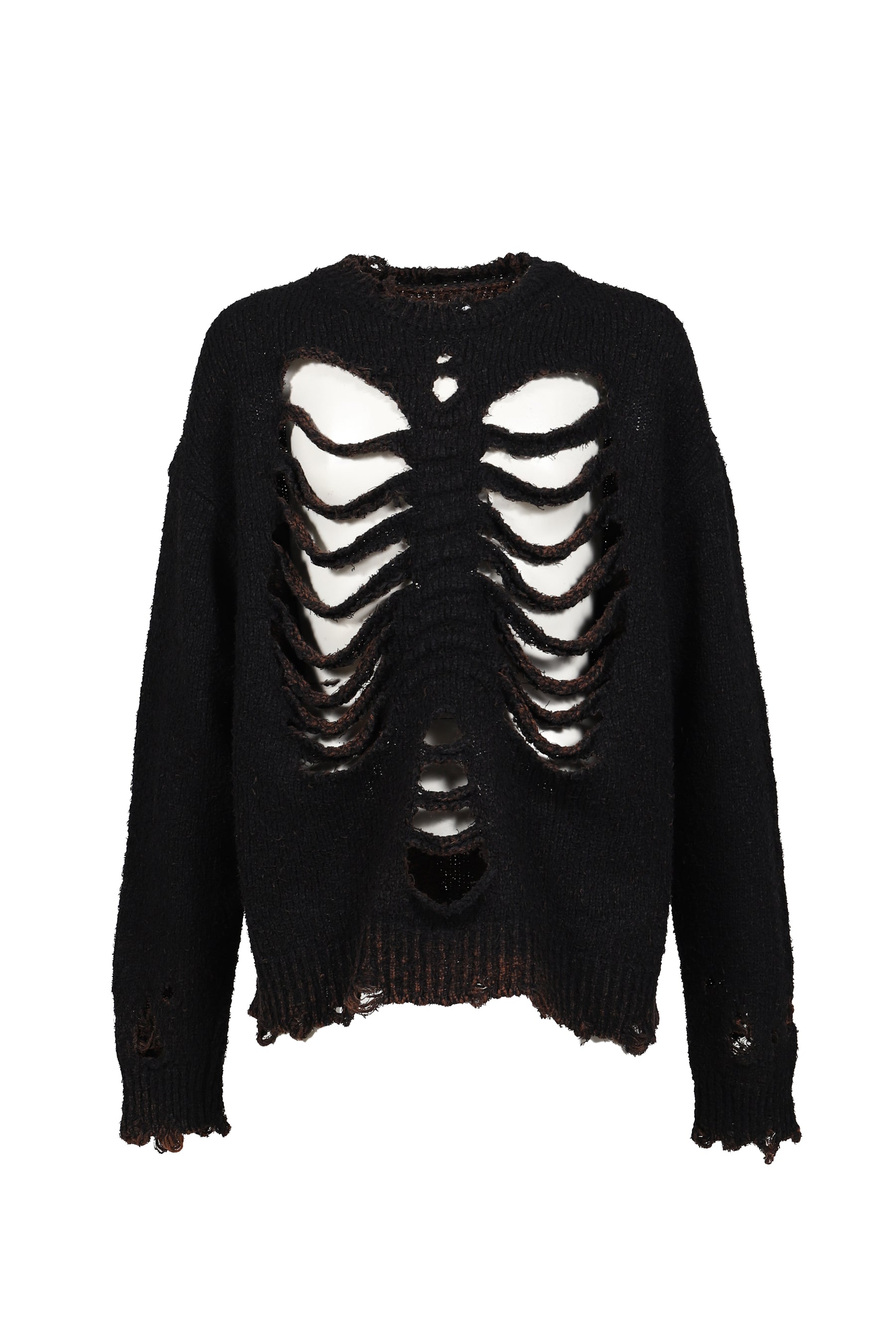 RIB & SPINE KNIT PULLOVER / BLK