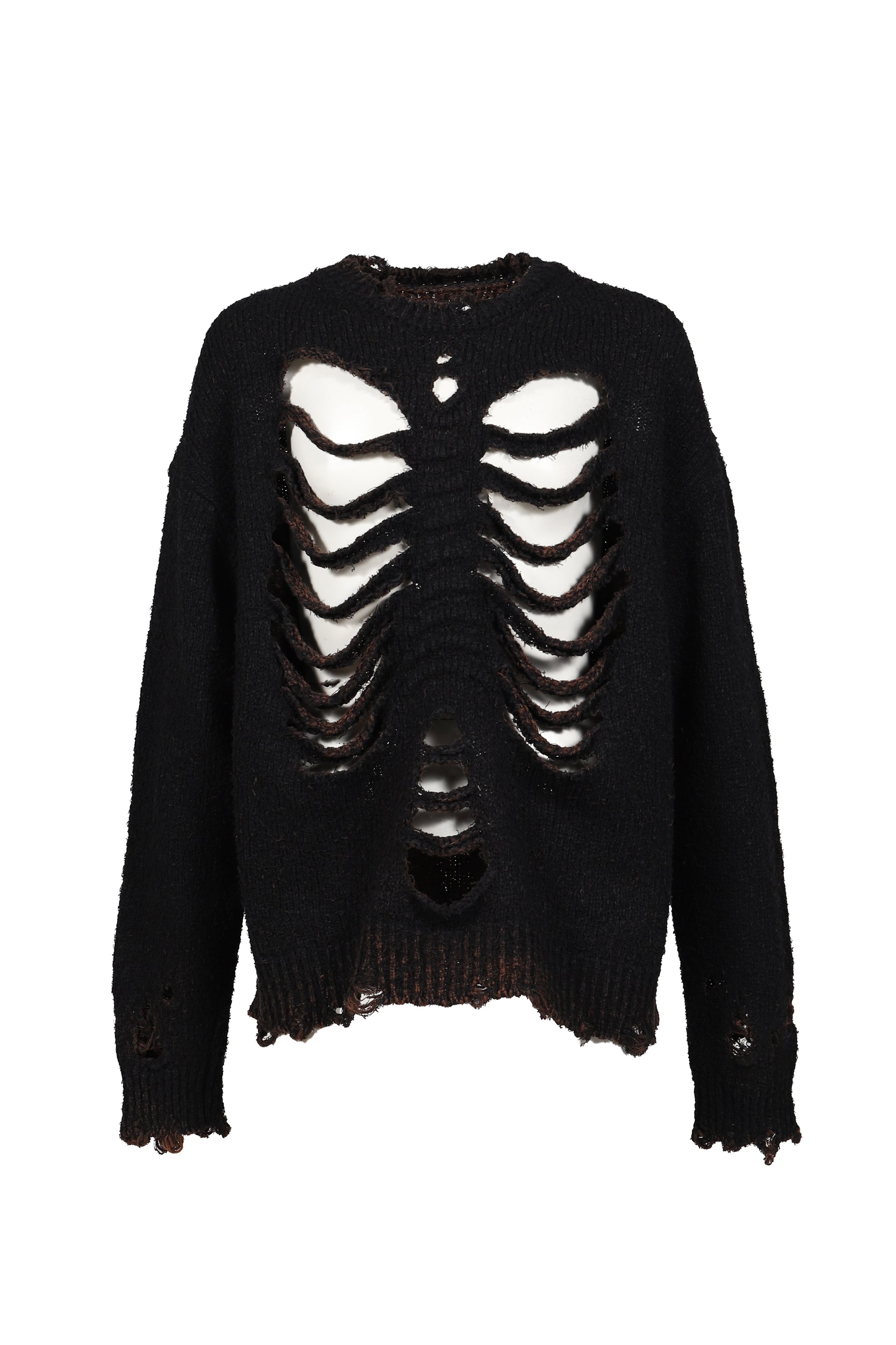 RIB & SPINE KNIT PULLOVER / BLK