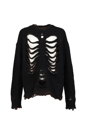 RIB & SPINE KNIT PULLOVER / BLK