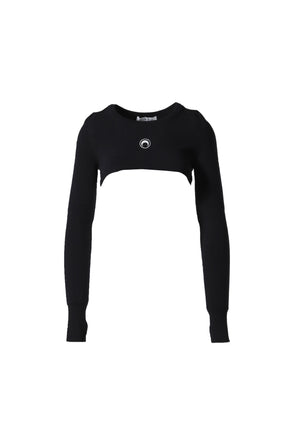 MOON LOGO KNIT ULTRA CROPPED SWEATER / BLK