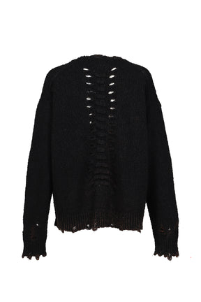 RIB & SPINE KNIT PULLOVER / BLK