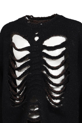RIB & SPINE KNIT PULLOVER / BLK