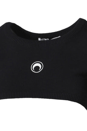 MOON LOGO KNIT ULTRA CROPPED SWEATER / BLK