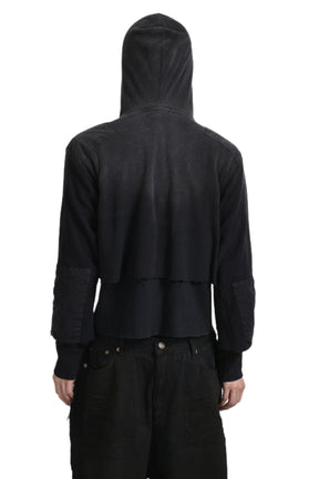 GIMP WAFFLE THERMAL ZIP HOODIE / WASHED BLK