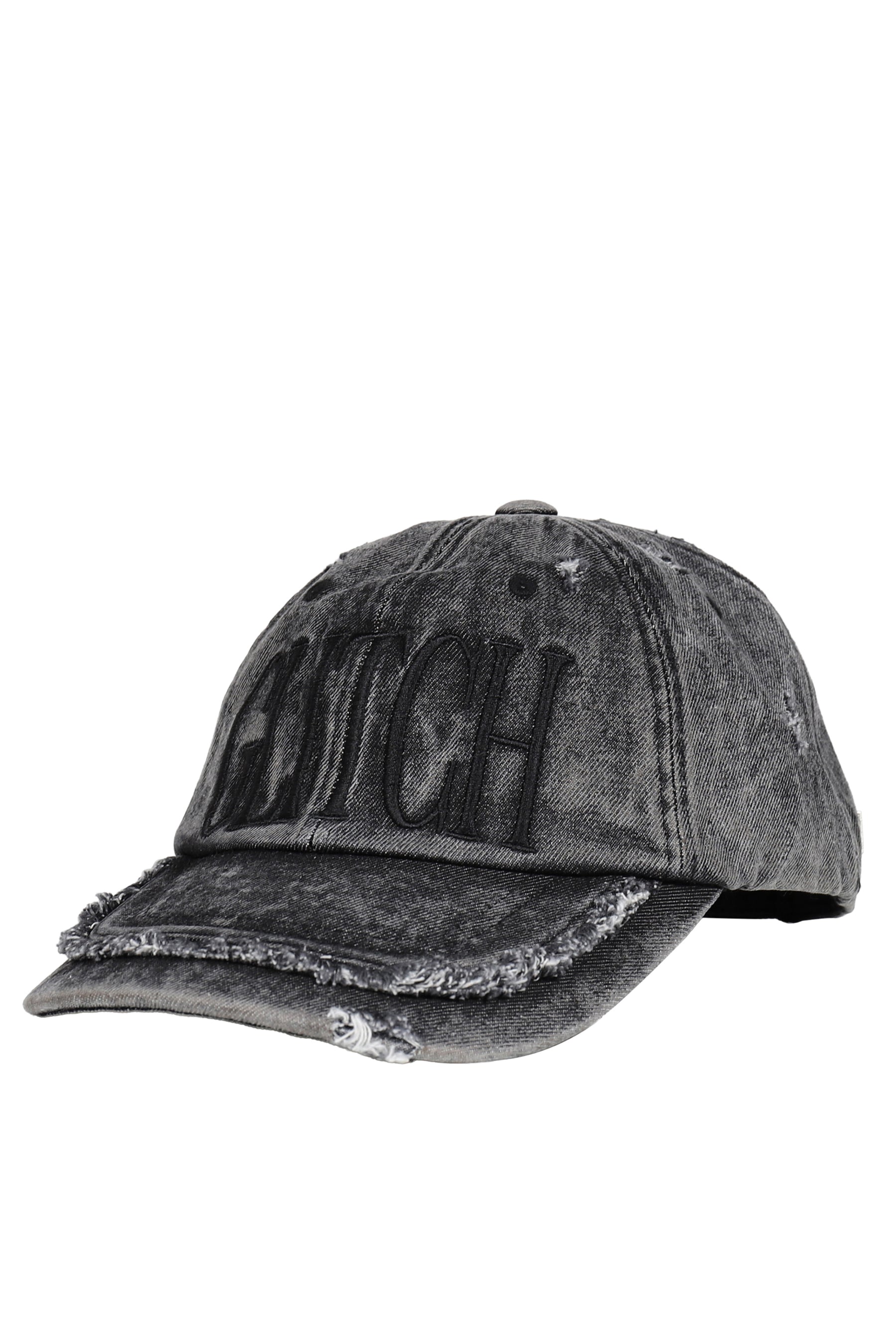 GLITCH WASHED DENIM BALL CAP / GRY