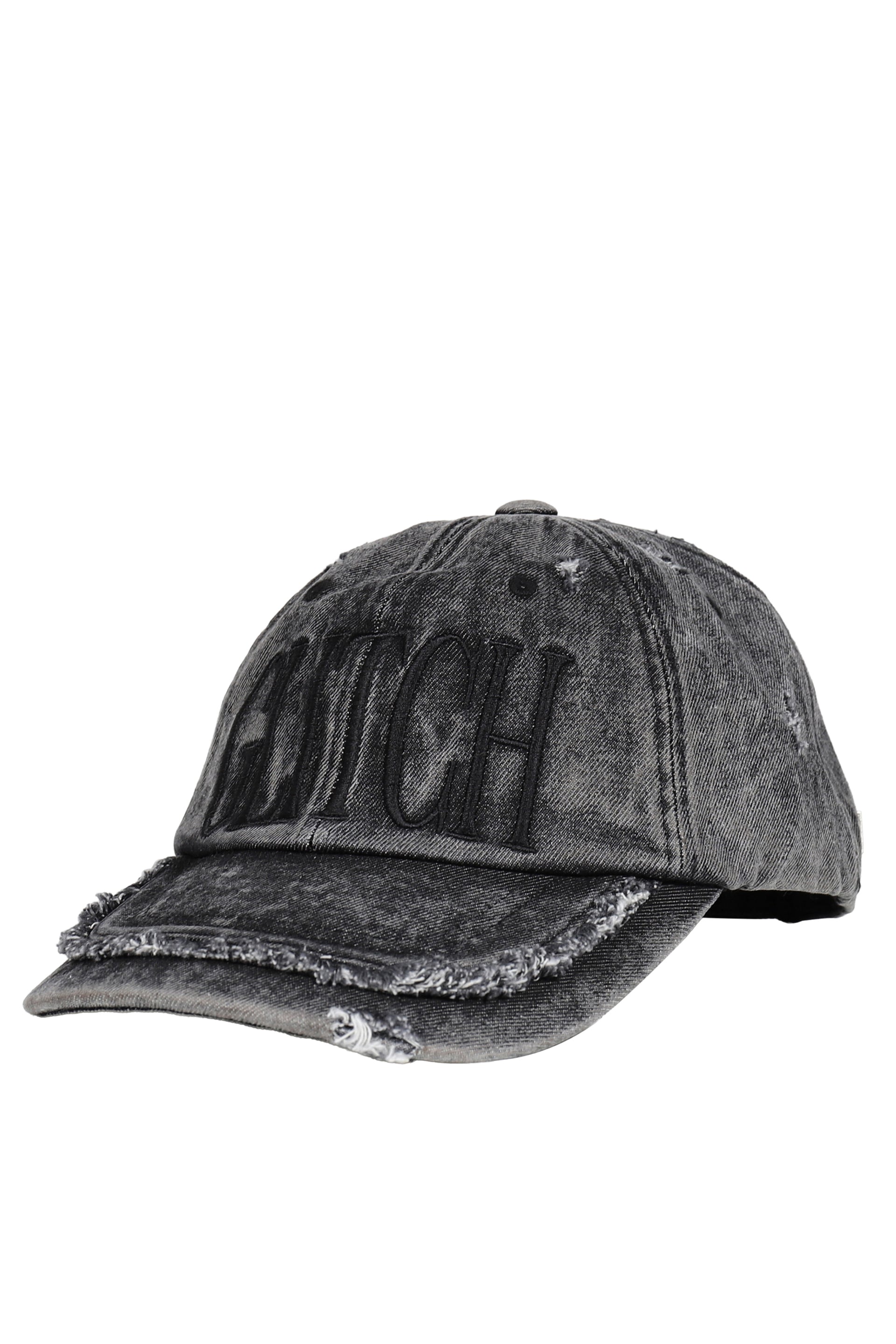 GLITCH WASHED DENIM BALL CAP / GRY