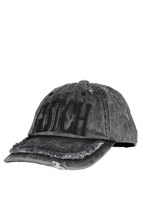 GLITCH WASHED DENIM BALL CAP / GRY