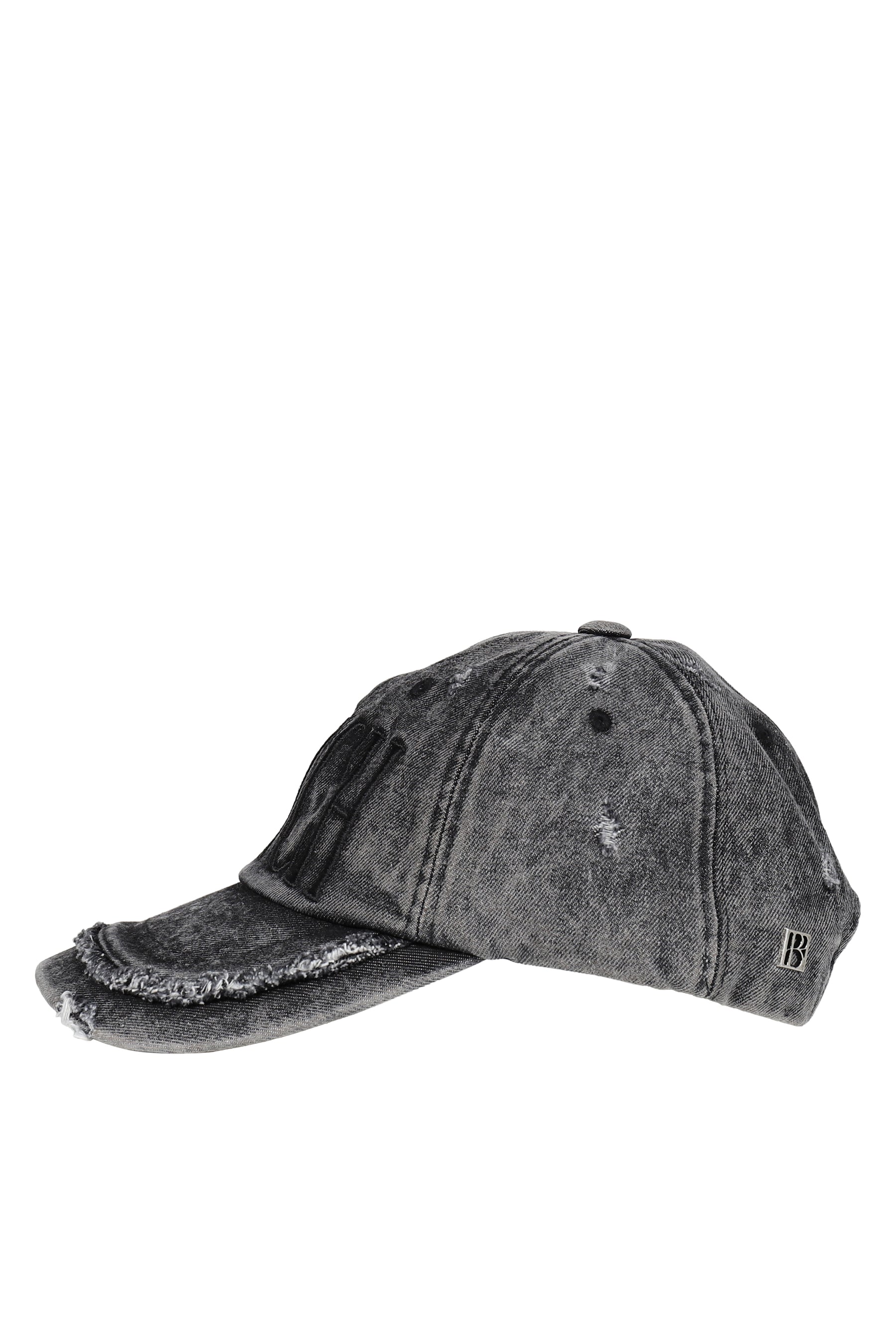 GLITCH WASHED DENIM BALL CAP / GRY