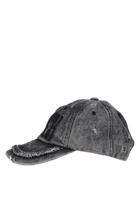 GLITCH WASHED DENIM BALL CAP / GRY