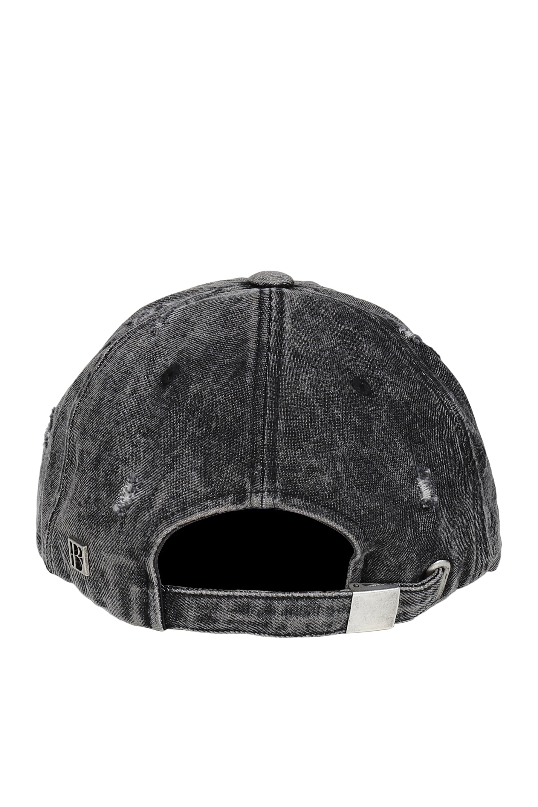 GLITCH WASHED DENIM BALL CAP / GRY