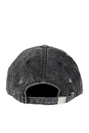 GLITCH WASHED DENIM BALL CAP / GRY