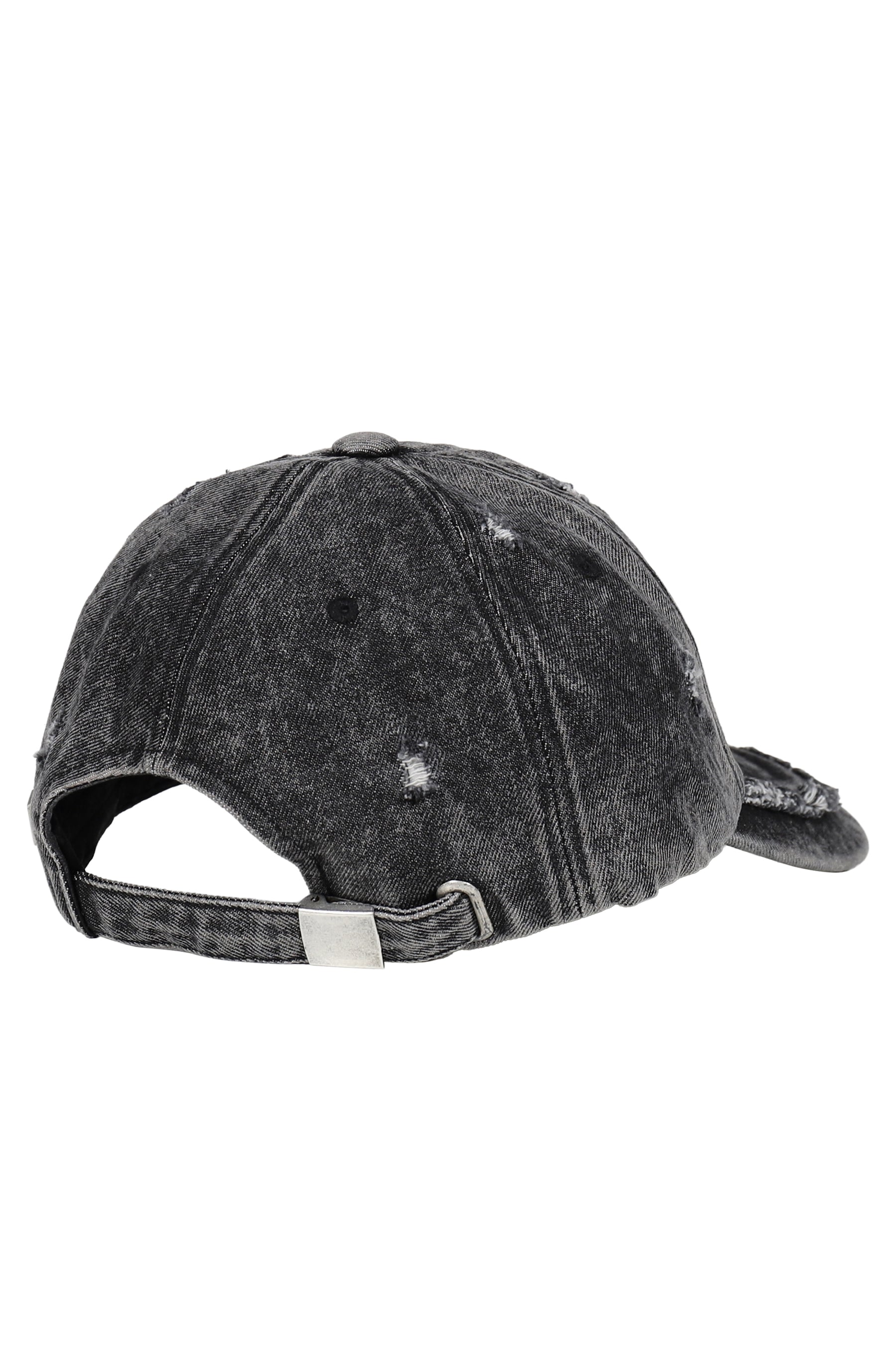 GLITCH WASHED DENIM BALL CAP / GRY