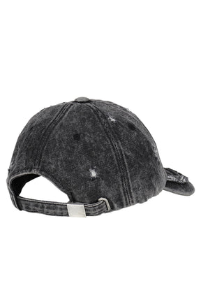 GLITCH WASHED DENIM BALL CAP / GRY