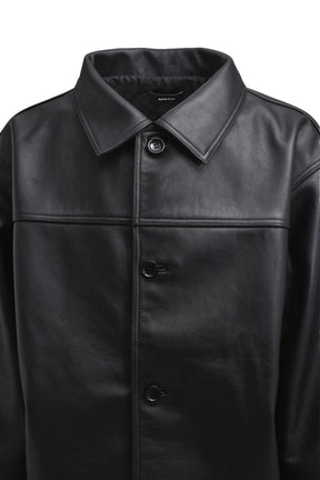 NEWRICH LEATHER MIDDLE JACKET / BLK