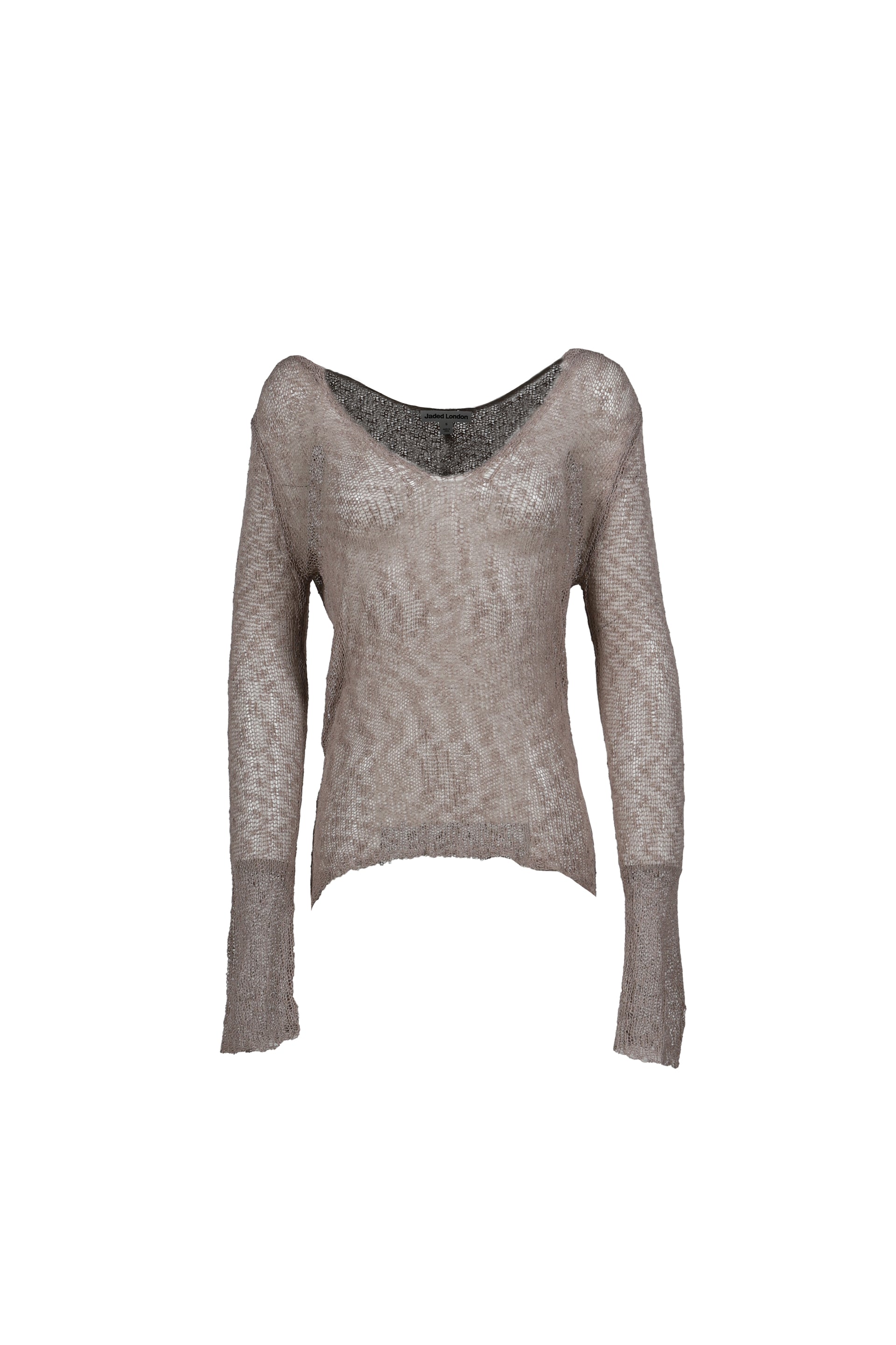 KNITTED LONGSLEEVE HOODED TOP / ECRU