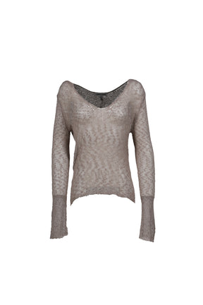 KNITTED LONGSLEEVE HOODED TOP / ECRU 