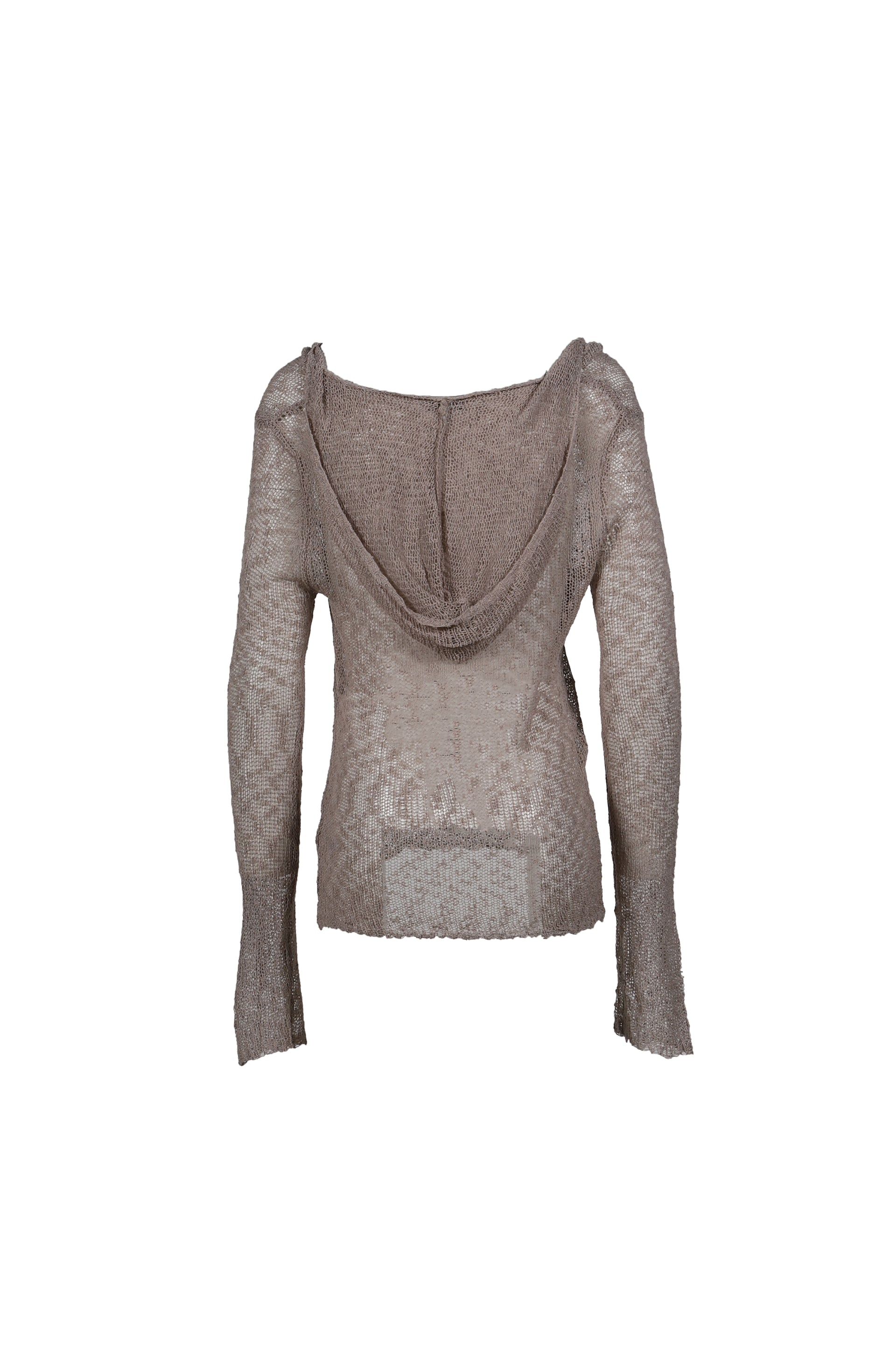 KNITTED LONGSLEEVE HOODED TOP / ECRU