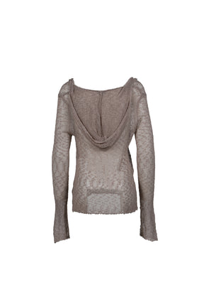 KNITTED LONGSLEEVE HOODED TOP / ECRU 