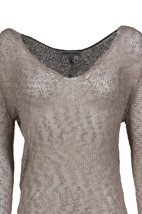 KNITTED LONGSLEEVE HOODED TOP / ECRU 