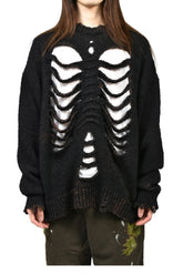 RIB & SPINE KNIT PULLOVER / BLK