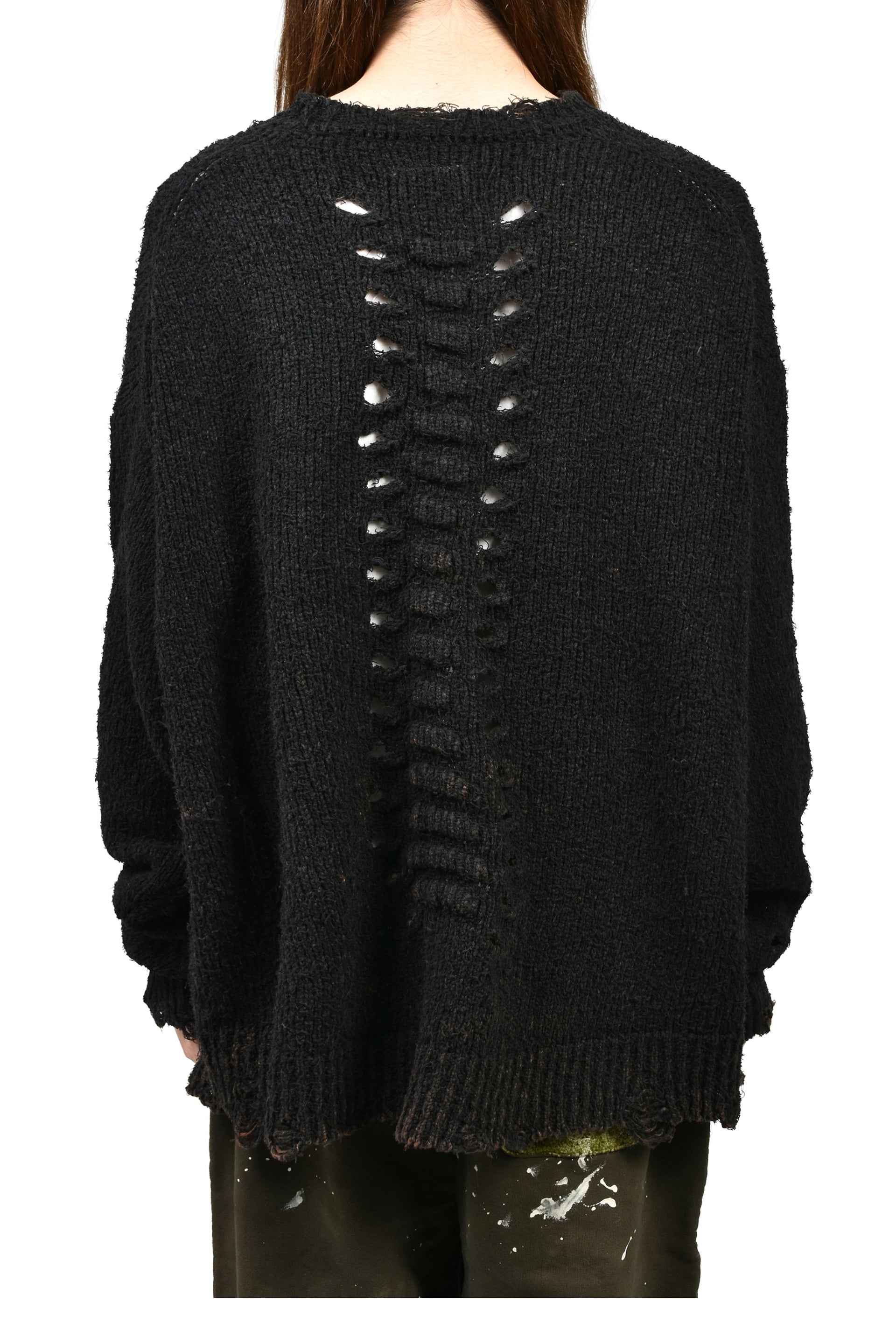 RIB & SPINE KNIT PULLOVER / BLK