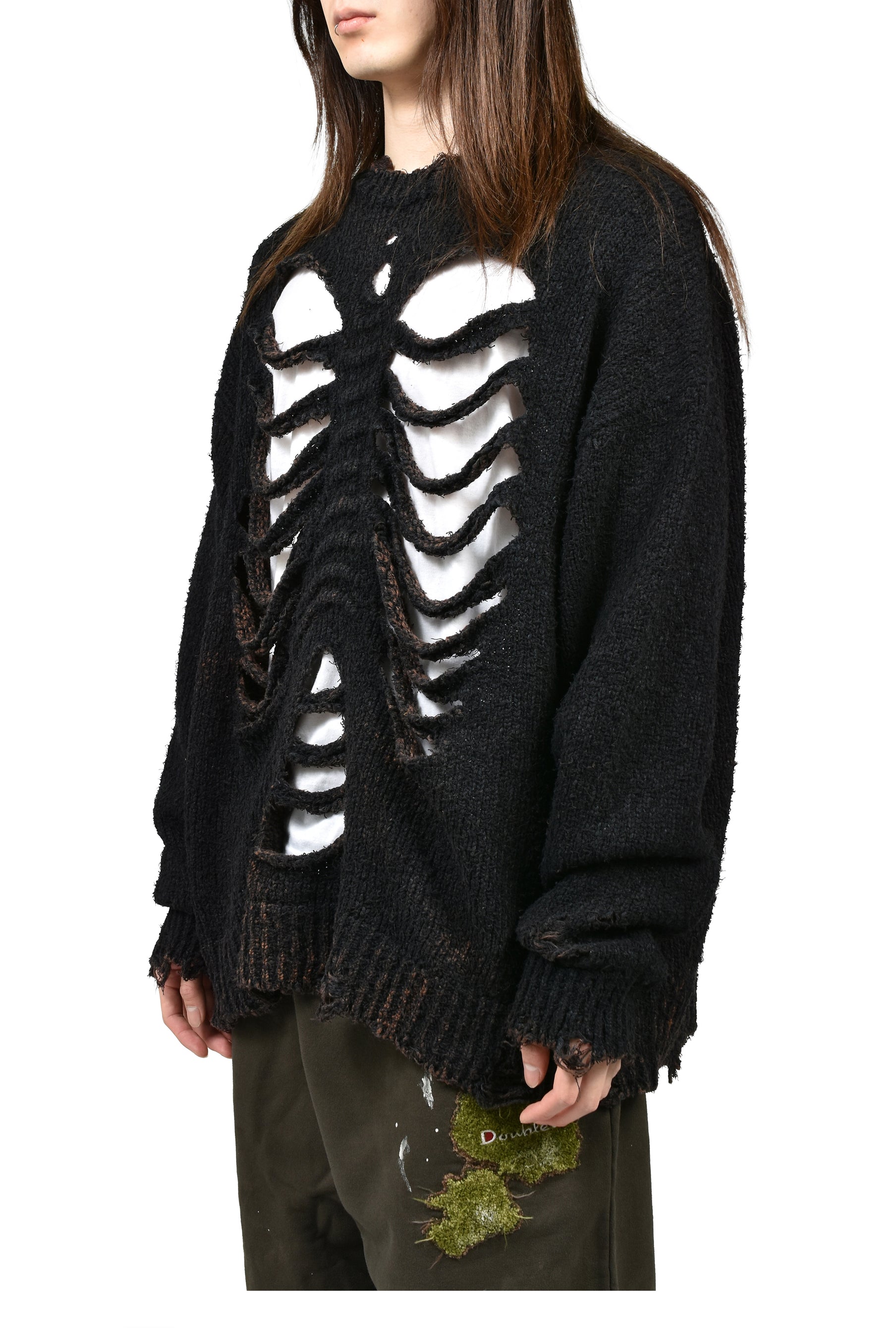 doublet ダブレット SS26 RIB & SPINE KNIT PULLOVER / BLK - NUBIAN