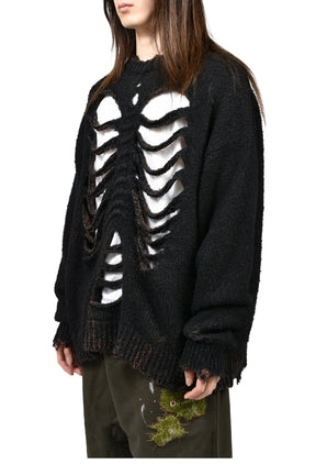 RIB & SPINE KNIT PULLOVER / BLK