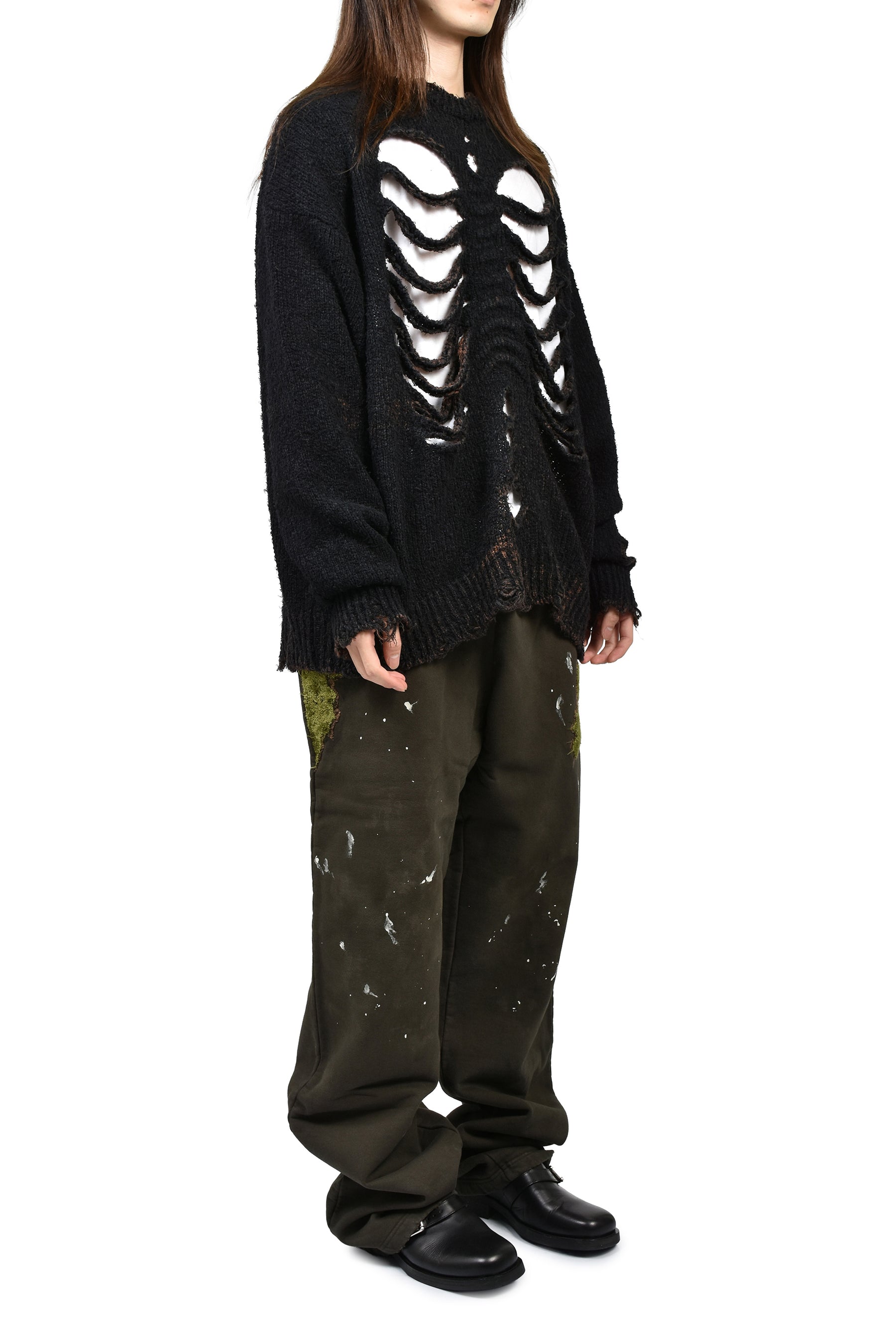doublet ダブレット SS26 RIB & SPINE KNIT PULLOVER / BLK - NUBIAN
