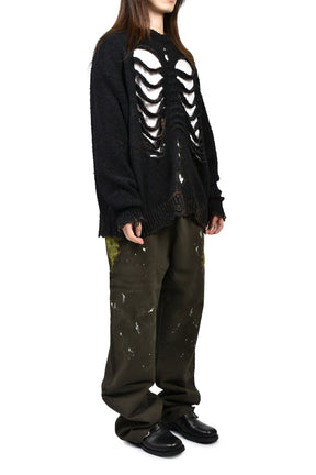 RIB & SPINE KNIT PULLOVER / BLK
