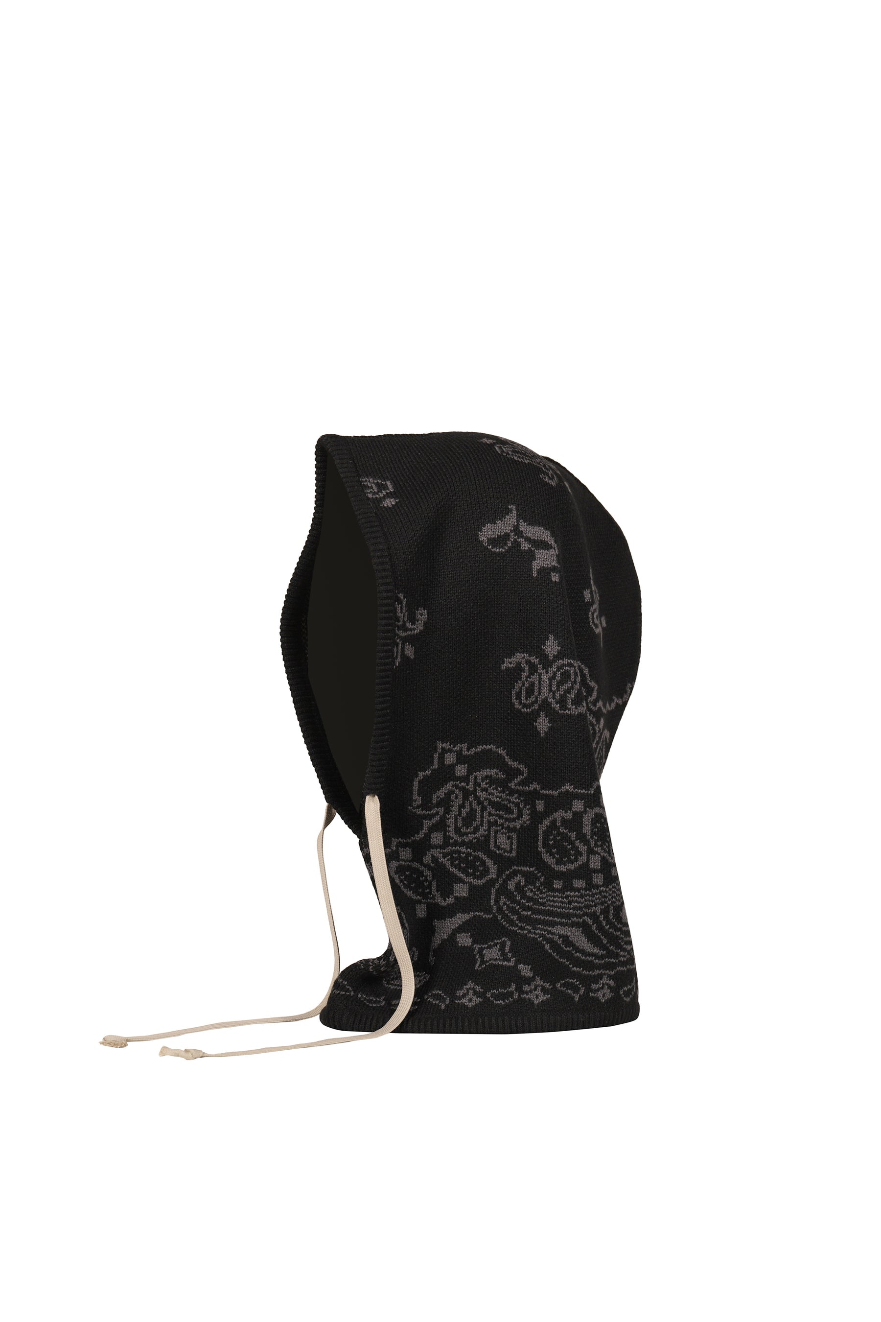 PAISLEY KNIT HOOD BALACLAVA / BLK GRY
