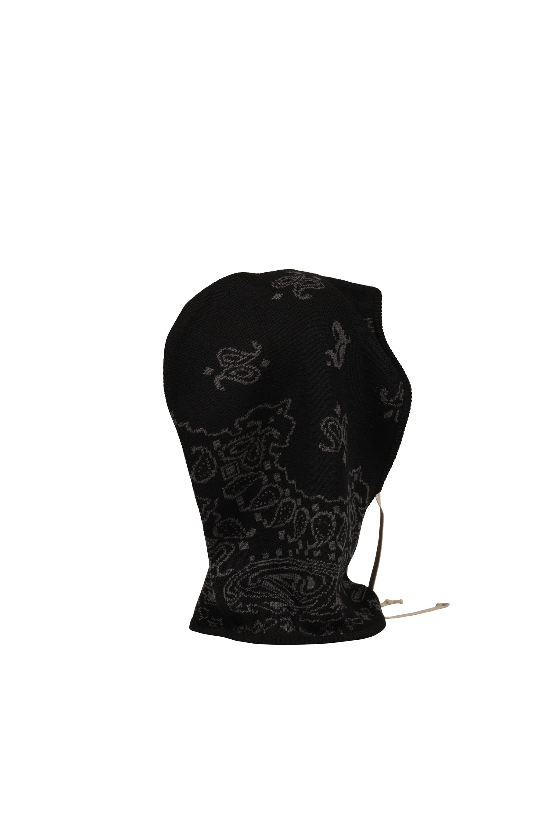 PAISLEY KNIT HOOD BALACLAVA / BLK GRY