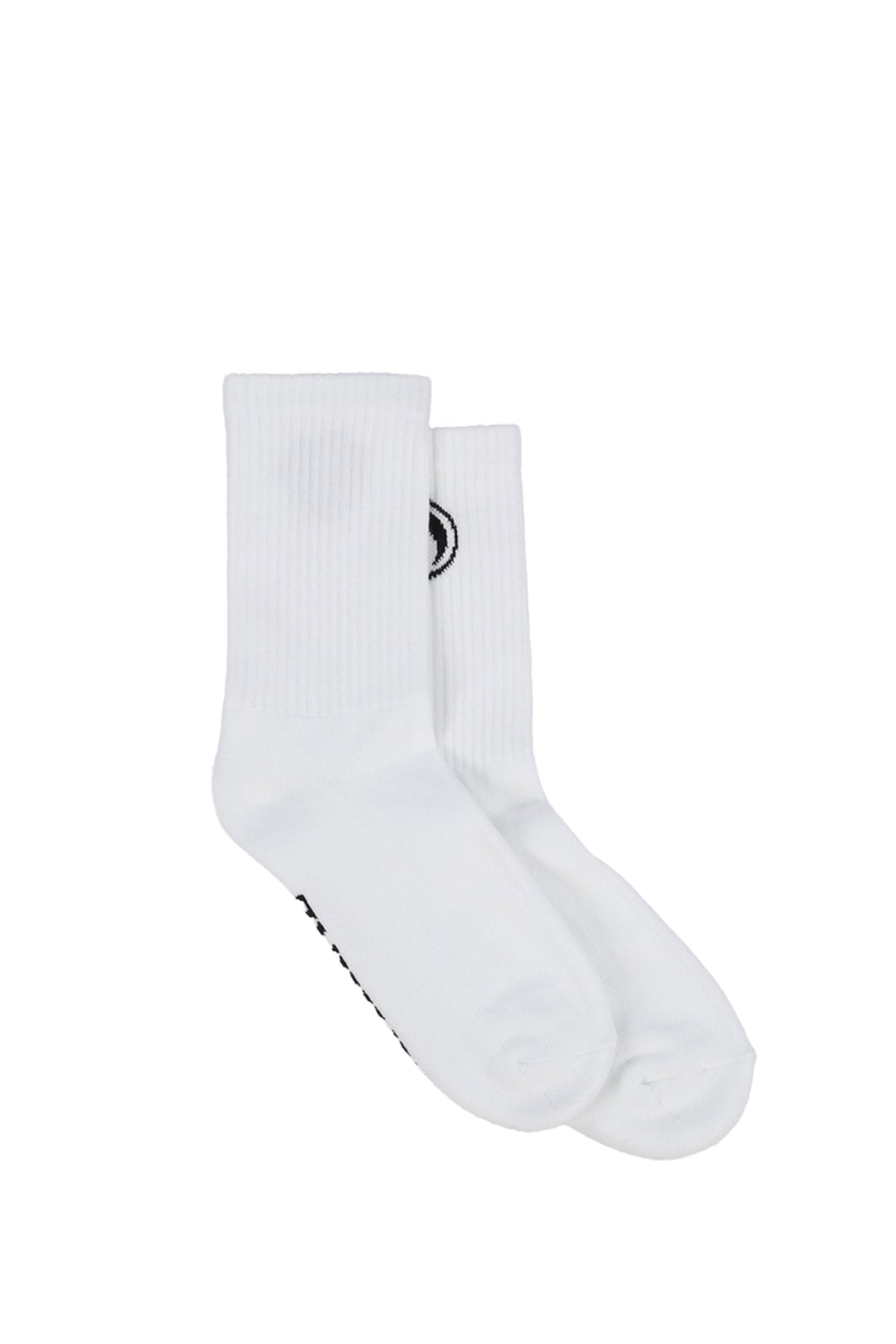 MOON LOGO RIBBED KNIT CREW SOCKS / WHT