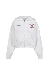 Sporty & Rich HOMERUN CROPPED ZIP HOODIE / WHT