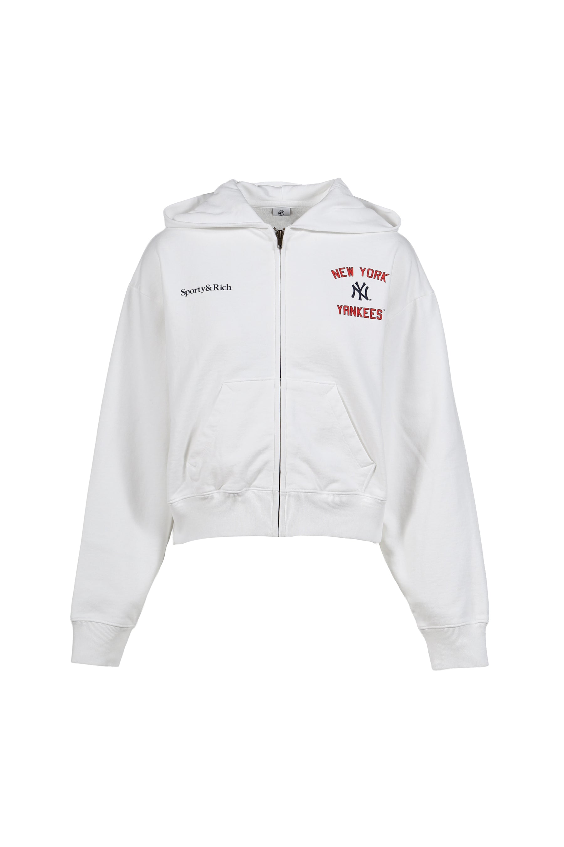 HOMERUN CROPPED ZIP HOODIE / WHT 