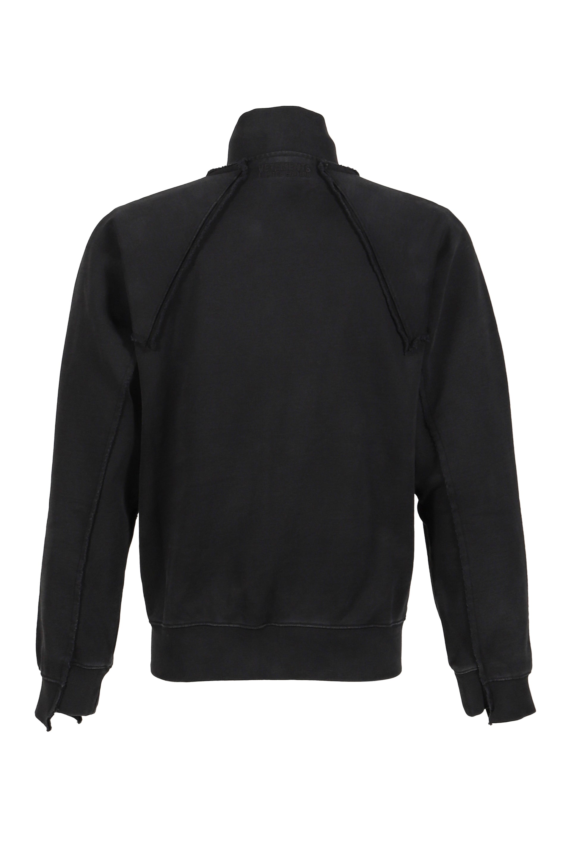 BIKER CROSS FITTED ZIP-UP HOODIE / BLK