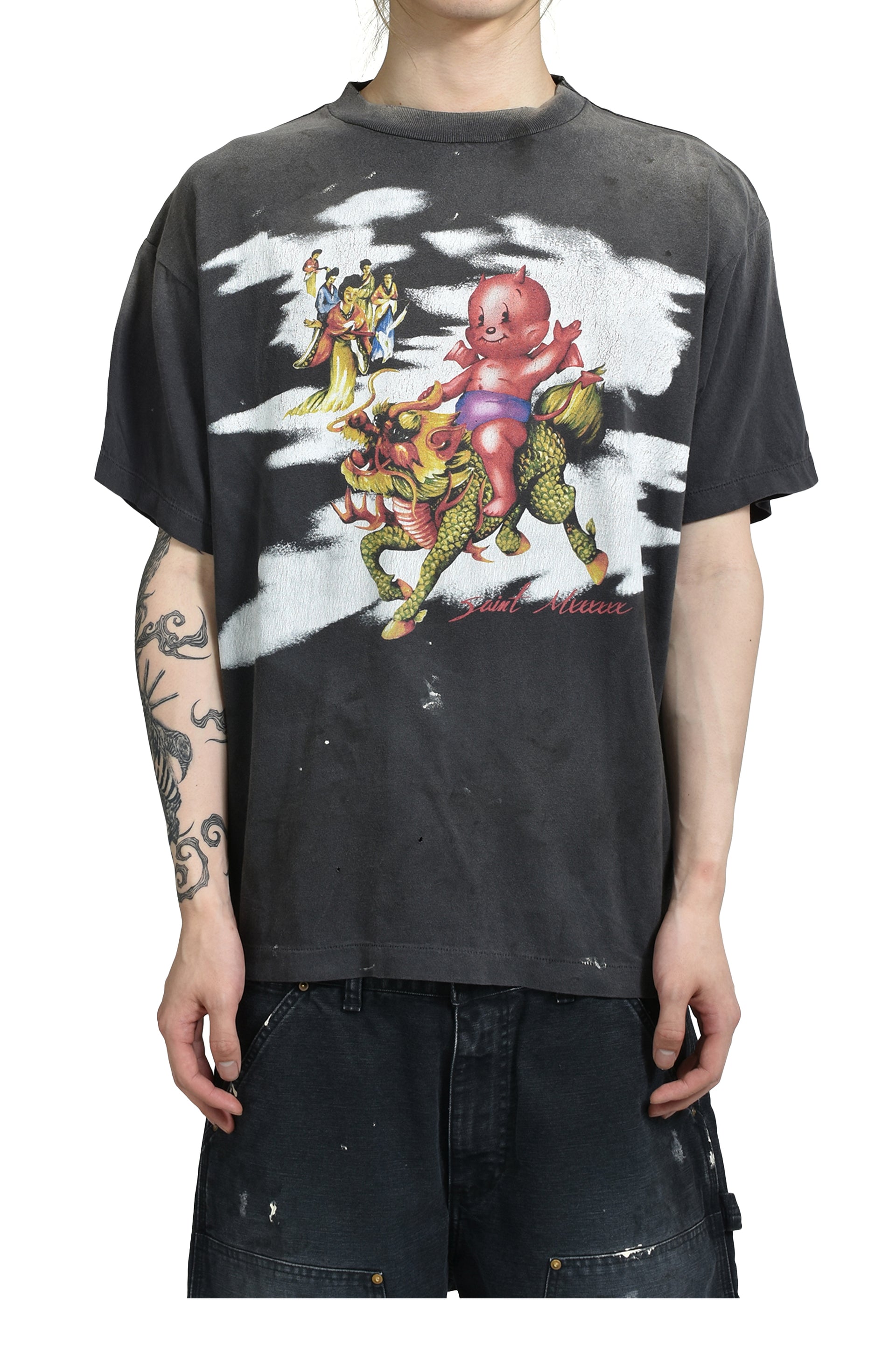 SS TEE/DAMAGED / BLK