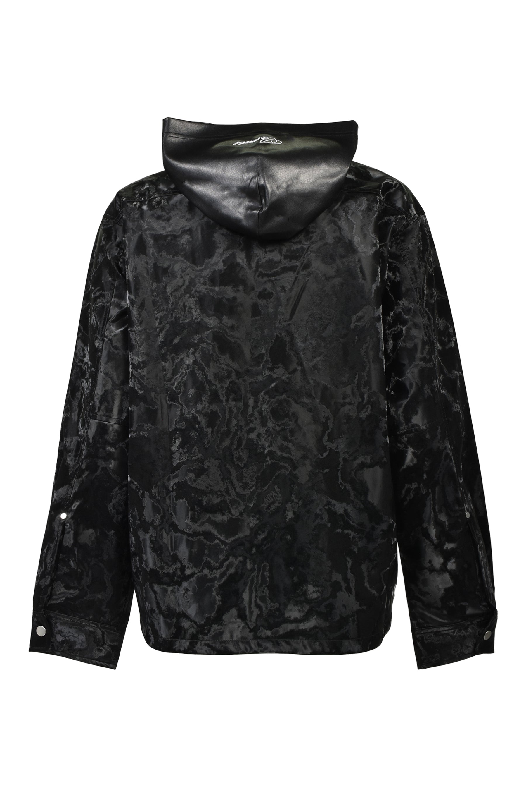 NEW RICH FAUX LEATHER HOODIE SHIRT / BLK