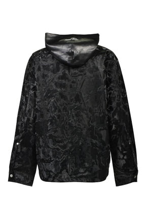 NEW RICH FAUX LEATHER HOODIE SHIRT / BLK