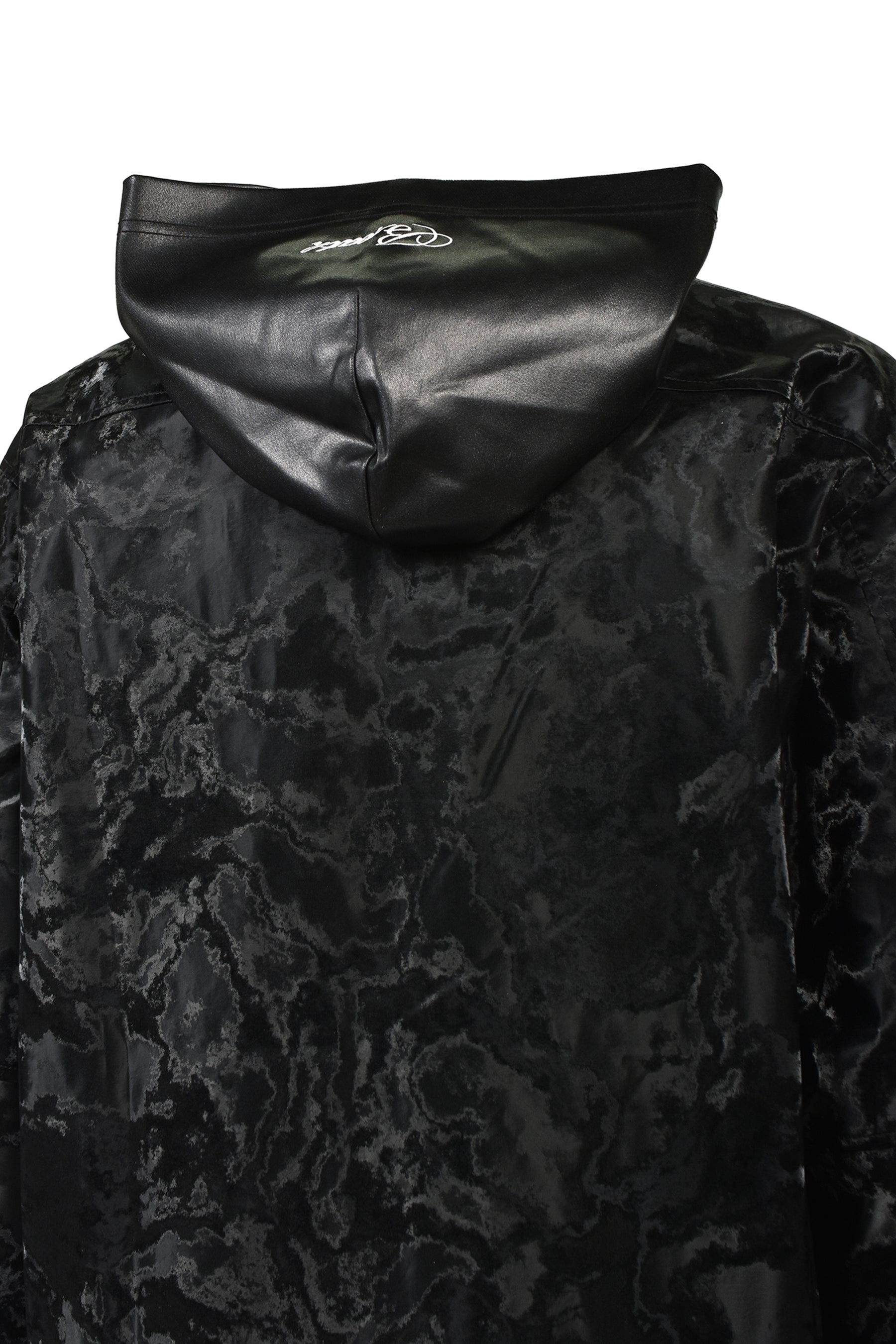 NEW RICH FAUX LEATHER HOODIE SHIRT / BLK