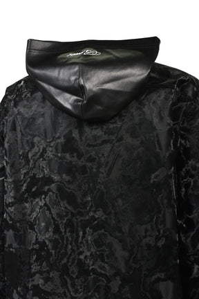 NEW RICH FAUX LEATHER HOODIE SHIRT / BLK