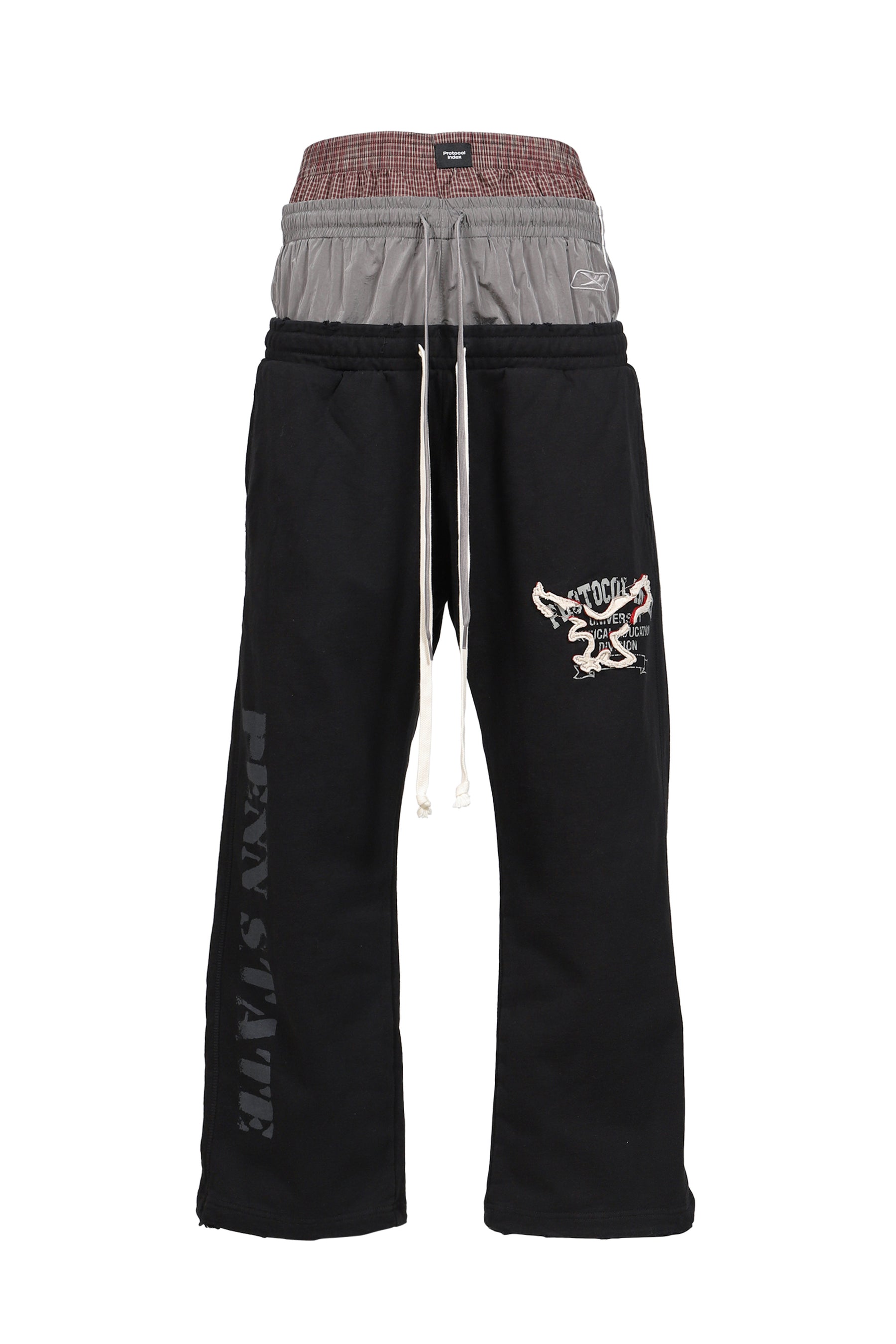 RETRO 3 LAYERED SWEATPANTS / BLK